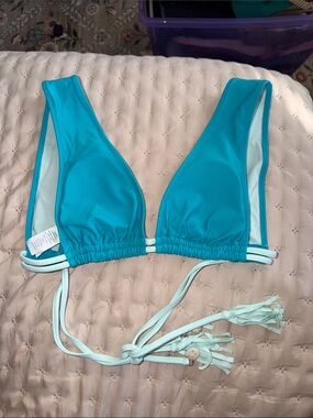 Aerie Bright Turquoise Triangle Bikini Top with Light Blue Accents